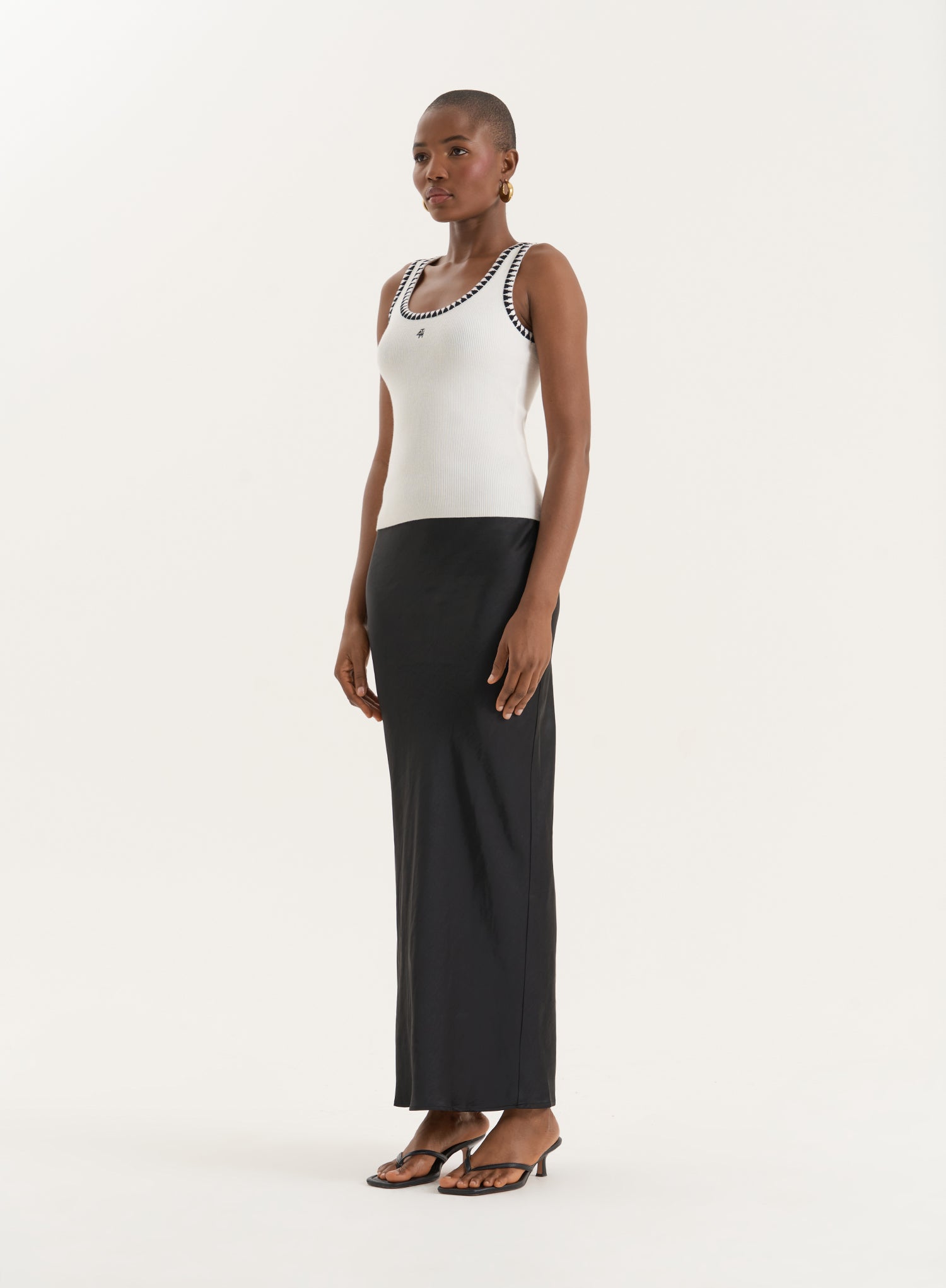 Cream Knitted Contrast Stitch Vest Top